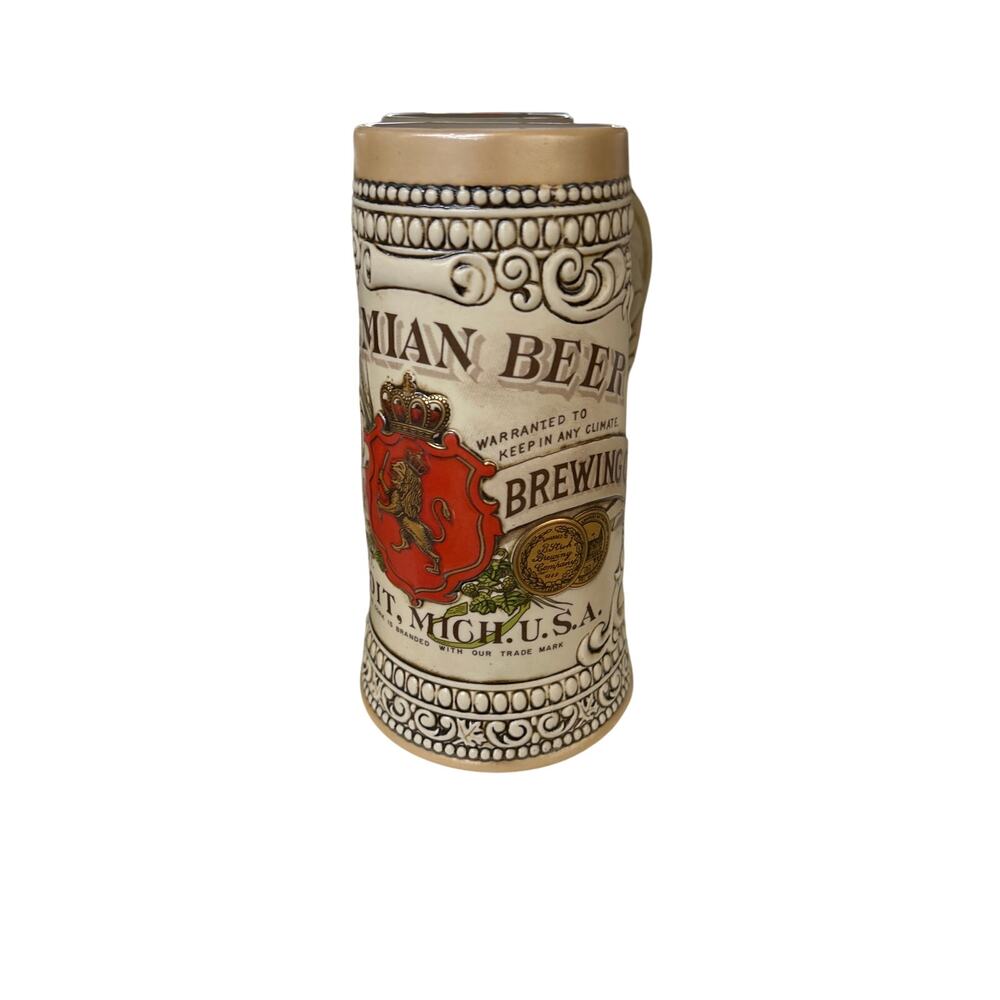 Vintage Stroh’s Bohemian Beer Stein Detroit MI Ceramic Mug
